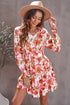 V Neck Long Sleeve Tie Waist Mini Dress
